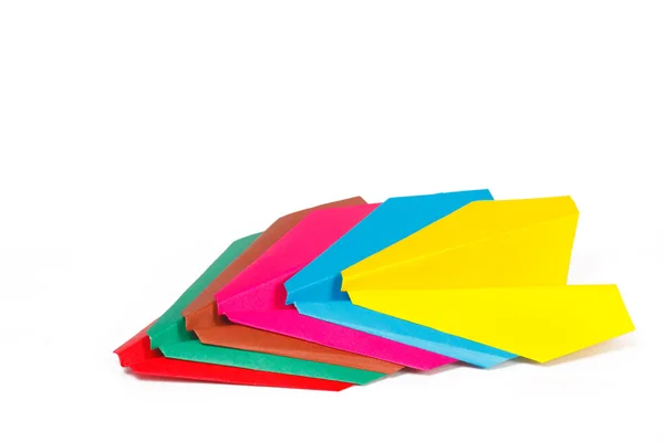Много цветных бумажных самолетов — стоковое фото