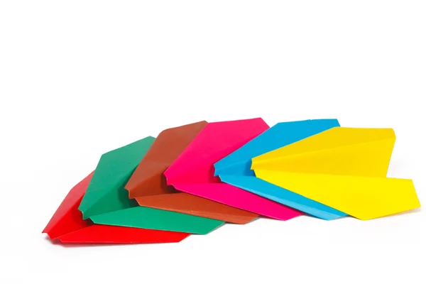 Muitos aviões de papel coloridos — Fotografia de Stock