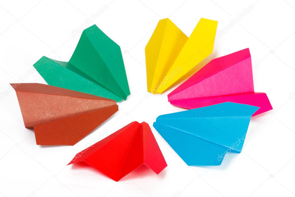 Many colored paper planes