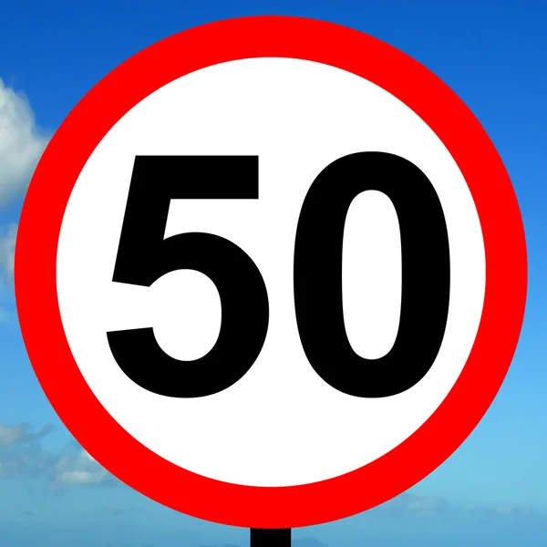 Znak ograniczenia prędkości 50 km/h — Zdjęcie stockowe