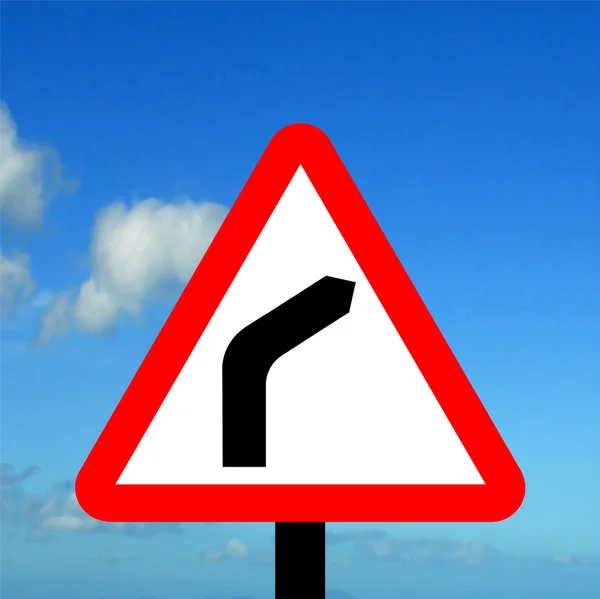 Warning triangle bend to right — Stock Photo, Image