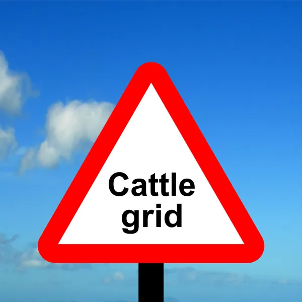 Warning triangle Cattle grid — Stock Photo, Image