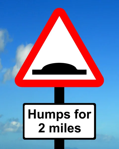 Warning triangle Distance over which road humps extend — Stock Photo, Image