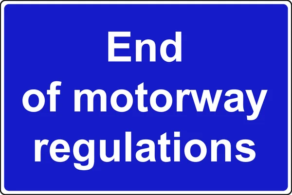 End of motorway regulations sign — Stock Photo, Image