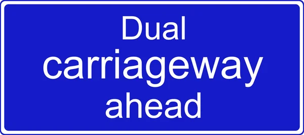 Dual carriageway ahead sign — Stock Photo, Image