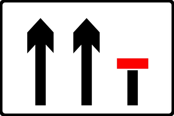 Rijstroken verminderd teken — Stockfoto