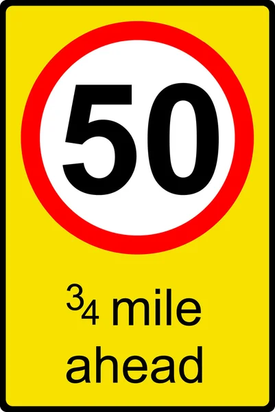 Temporary speed limit ahead sign — Stock Photo, Image