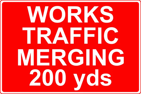Works traffic merging sign — Stock Photo, Image