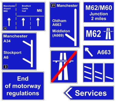 Motorway regulations signs clipart