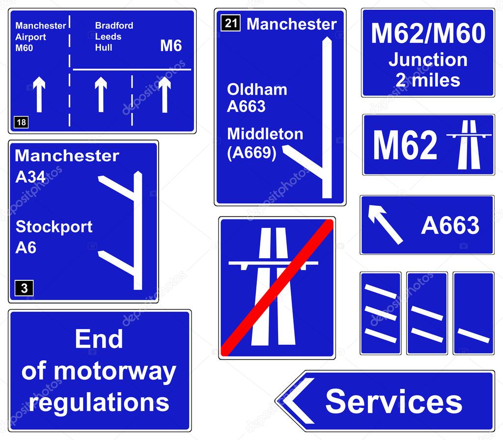 Motorway regulations signs
