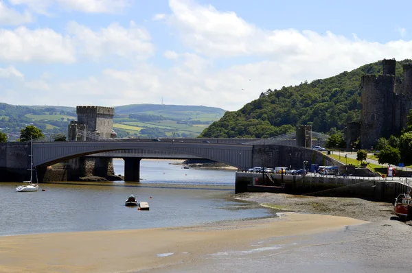 Conwy most wiszący w północnej Walii — Zdjęcie stockowe