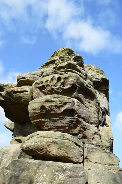 Bingham Rocks Child Rock Climbing Harrogate North Yorkshire — Stock Photo, Image