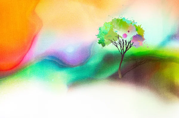 Arbre éclaboussé sur fond couleur aquarelle — Photo