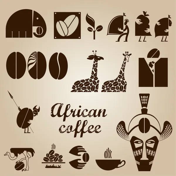 Conjunto de design de café africano —  Vetores de Stock