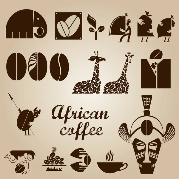 Afrika kahve tasarım kümesi — Stok Vektör