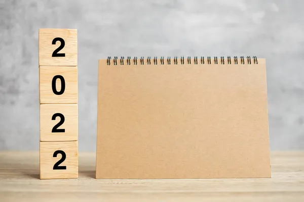 2022 Nou Fericit Notebook Gol Numărul Lemn Numărătoarea Inversă Rezoluție — Fotografie, imagine de stoc