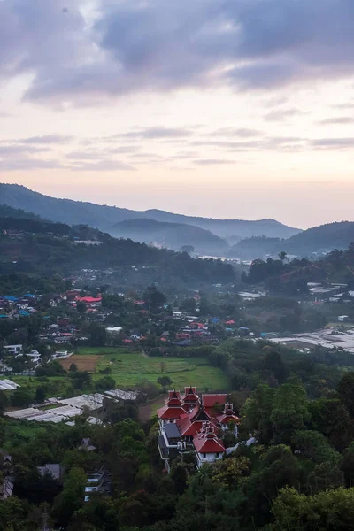 Scenery Mountains View Fog Morning Sunrise — Foto Stock