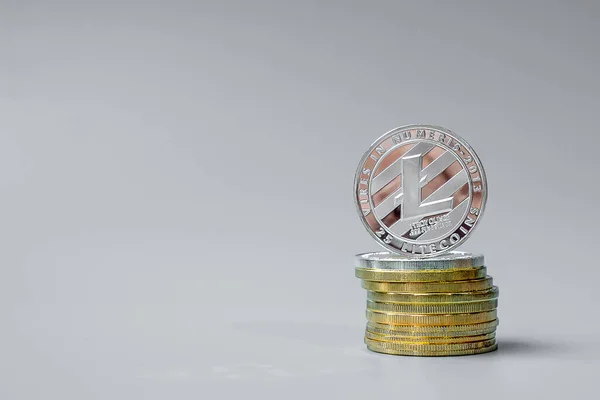 Silver Litecoin Ltc Cryptogeld Munt Stapel Crypto Digitaal Geld Binnen — Stockfoto