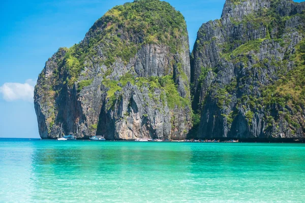 Piękna Sceneria Plaży Maya Bay Wyspie Phi Phi Krabi Tajlandia — Zdjęcie stockowe