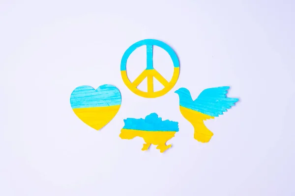 Ukrajna Támogatása Oroszországgal Vívott Háborúban Béke Szimbóluma Ukrajna Zászlajával Imádkozz — Stock Fotó