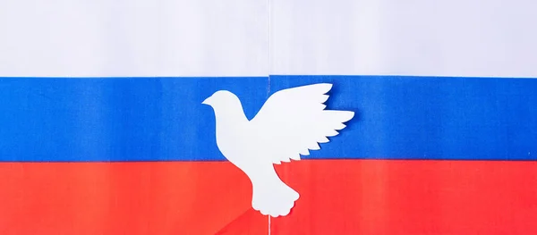 Підтримка Росії Війні Голубка Миру Прапором Росії Моліться Воюйте Воюйте — стокове фото
