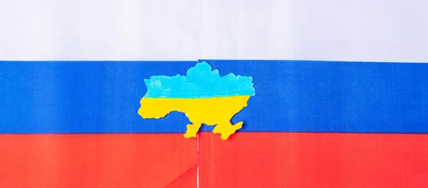 Символ України Кордоні Прапором Росії Моліться Воюйте Припиніть Війну Ядерне — стокове фото