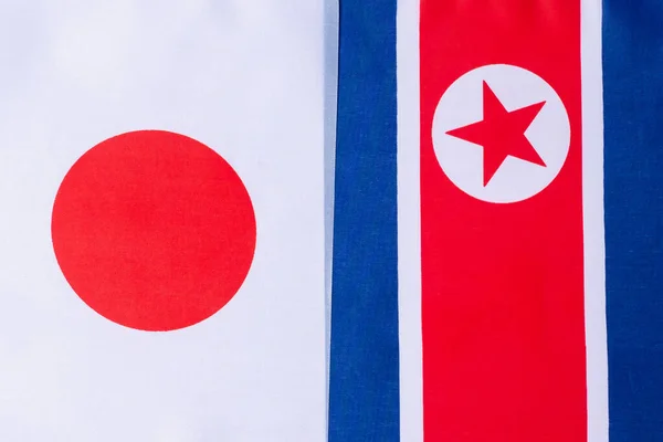 Japán Ellen North Kores Zászlók Szankciók Háború Konfliktus Politika Kapcsolati — Stock Fotó