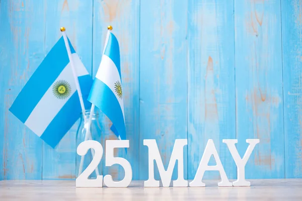 Wooden Text May 25Th Argentina Flags Argentina Revolution Day Happy — ストック写真