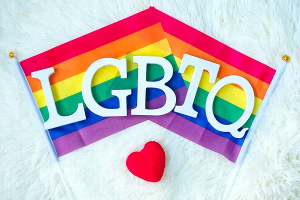 Lgbtq Rainbow Vlag Witte Achtergrond Ondersteuning Lesbische Homo Biseksuele Transgender — Stockfoto