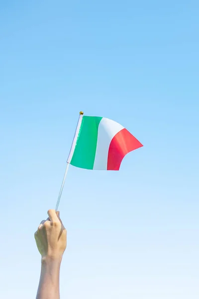 Hand Holding Italy Flag Nature Background National Day Republic Day — Foto Stock