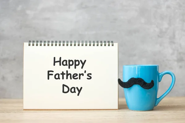 Happy Father Day Paper Notepad Blue Coffee Cup Tea Mug — Stockfoto