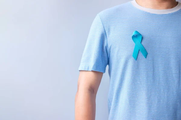 Blue November Prostate Cancer Awareness Month Man Blue Shirt Blue — Fotografia de Stock