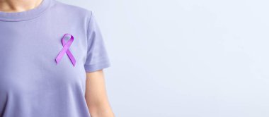 purple Ribbon for Violence, Pancreatic, Esophageal, Testicular cancer, Alzheimer, epilepsy, lupus, Sarcoidosis and Fibromyalgia. Awareness month and World cancer day concept