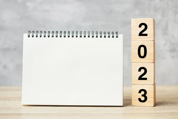 2023 Nou Fericit Notebook Gol Numărul Lemn Numărătoarea Inversă Rezoluție — Fotografie, imagine de stoc