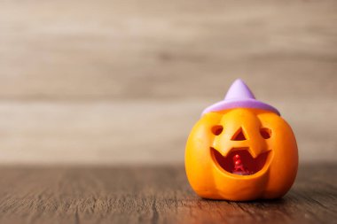 Happy Halloween day with Jack O lantern pumpkin. Trick or Threat, Hello October, fall autumn, Festive, party and holiday concept