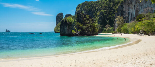 Beautiful beach on Hong island, Krabi, Thailand. landmark, destination Southeast Asia Travel, vacation , tropical and holiday concept
