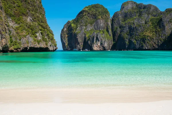 Piękna Sceneria Plaży Maya Bay Wyspie Phi Phi Krabi Tajlandia — Zdjęcie stockowe