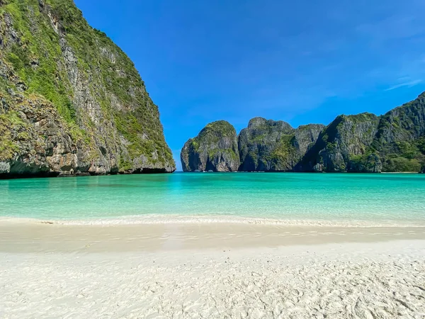 Piękna Sceneria Plaży Maya Bay Wyspie Phi Phi Krabi Tajlandia — Zdjęcie stockowe