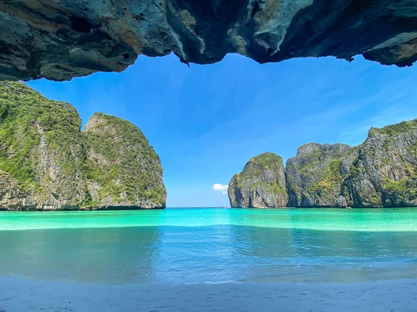 Piękna Sceneria Plaży Maya Bay Wyspie Phi Phi Krabi Tajlandia — Zdjęcie stockowe