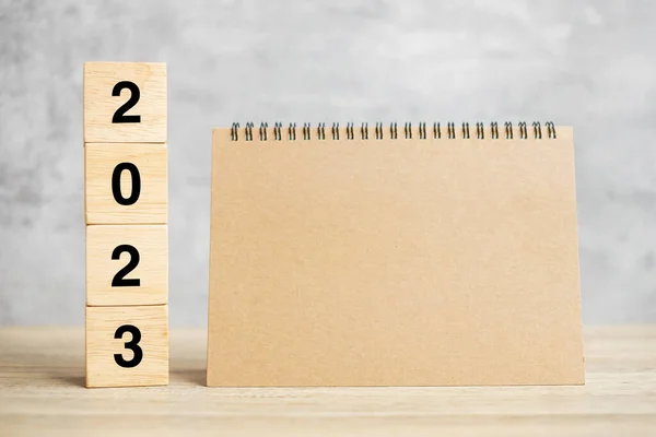 2023 Nou Fericit Notebook Gol Numărul Lemn Numărătoarea Inversă Rezoluție — Fotografie, imagine de stoc