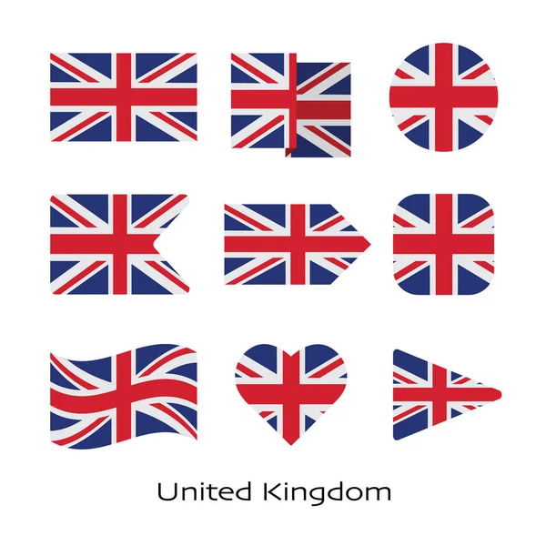 Reino Unido Conjunto Iconos Bandera Aislados Sobre Fondo Blanco Ilustración — Vector de stock