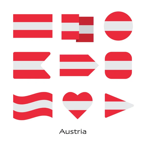 Austria Flag Icon Set Isolated White Background Vector Illustration — стоковый вектор