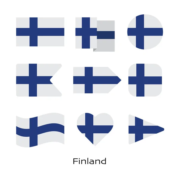 Finland Flag Icon Set Isolated White Background Vector Illustration — стоковый вектор