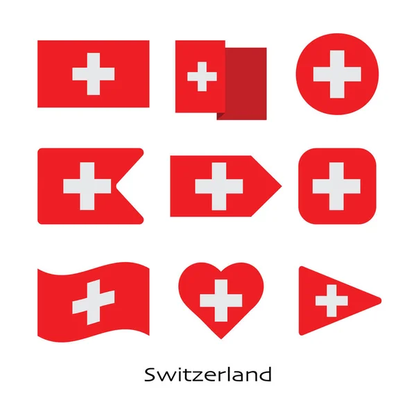 Ikona Szwajcarskiej Flagi Białym Tle Ilustracja Wektora — Wektor stockowy