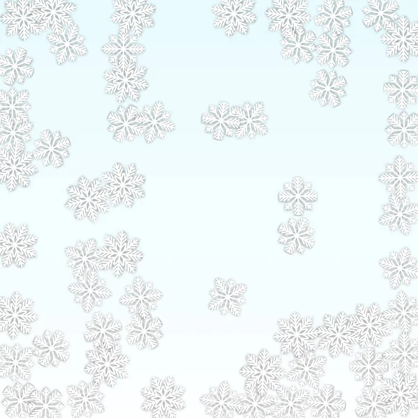 크리스마스 Vector Background with Falling Snowflakes. 빨간 배경에 고립되어 있다. 현실적 인 스노우 스파클 패턴. Snowfall Overlay Print 의 약자이다. 겨울 하늘. 매의 눈송이. — 스톡 벡터