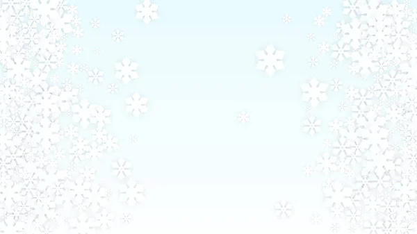 有雪花飘落的圣诞矢量背景 被白色的蓝色背景隔离 派对邀请函的光彩夺目设计 Papercut雪花 — 图库矢量图片