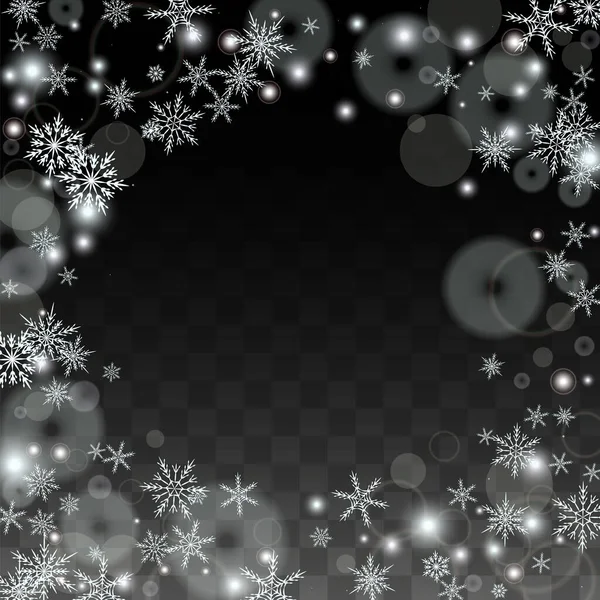 크리스마스 Vector Background White Falling Snowflakes Isolated Transparent Background 스노우 — 스톡 벡터