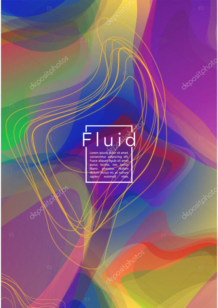 Futuristic Geometric Cover Design with Gradient and Abstract Lines, Figures for your Business.  Banner Fluid Rainbow Poster Design, Gradient Effect for Annual Report.