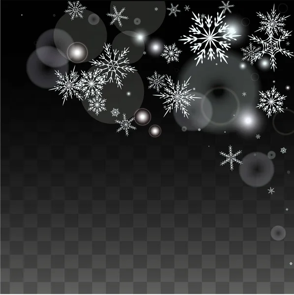 冬季矢量背景与白色落雪花隔离在透明的背景 节日雪闪闪发光的图案 降雪覆盖打印 冬天的天空 横幅设计 — 图库矢量图片