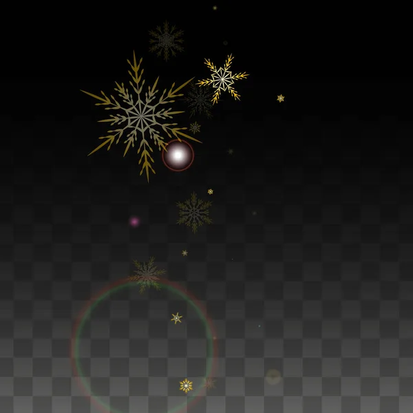 Vector Background Gold Falling Snowflakes Isolated Transparent Background 마법의 스노우 — 스톡 벡터